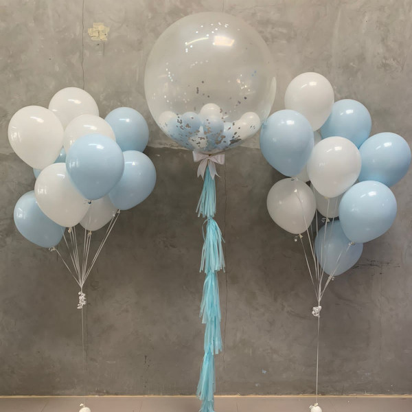 3 Feet Clear with Latex Bouquet Helium