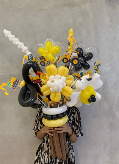 Flower Bouquet with Printed Excavator