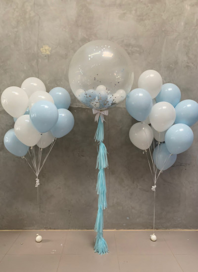 3 Feet Clear with Latex Bouquet Helium