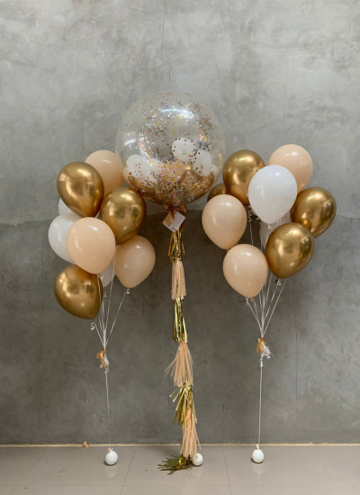 3 Feet Clear with Latex Bouquet Helium