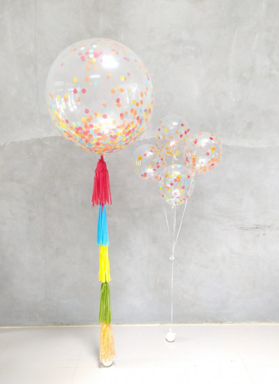 3 Feet Confetti with Latex Helium